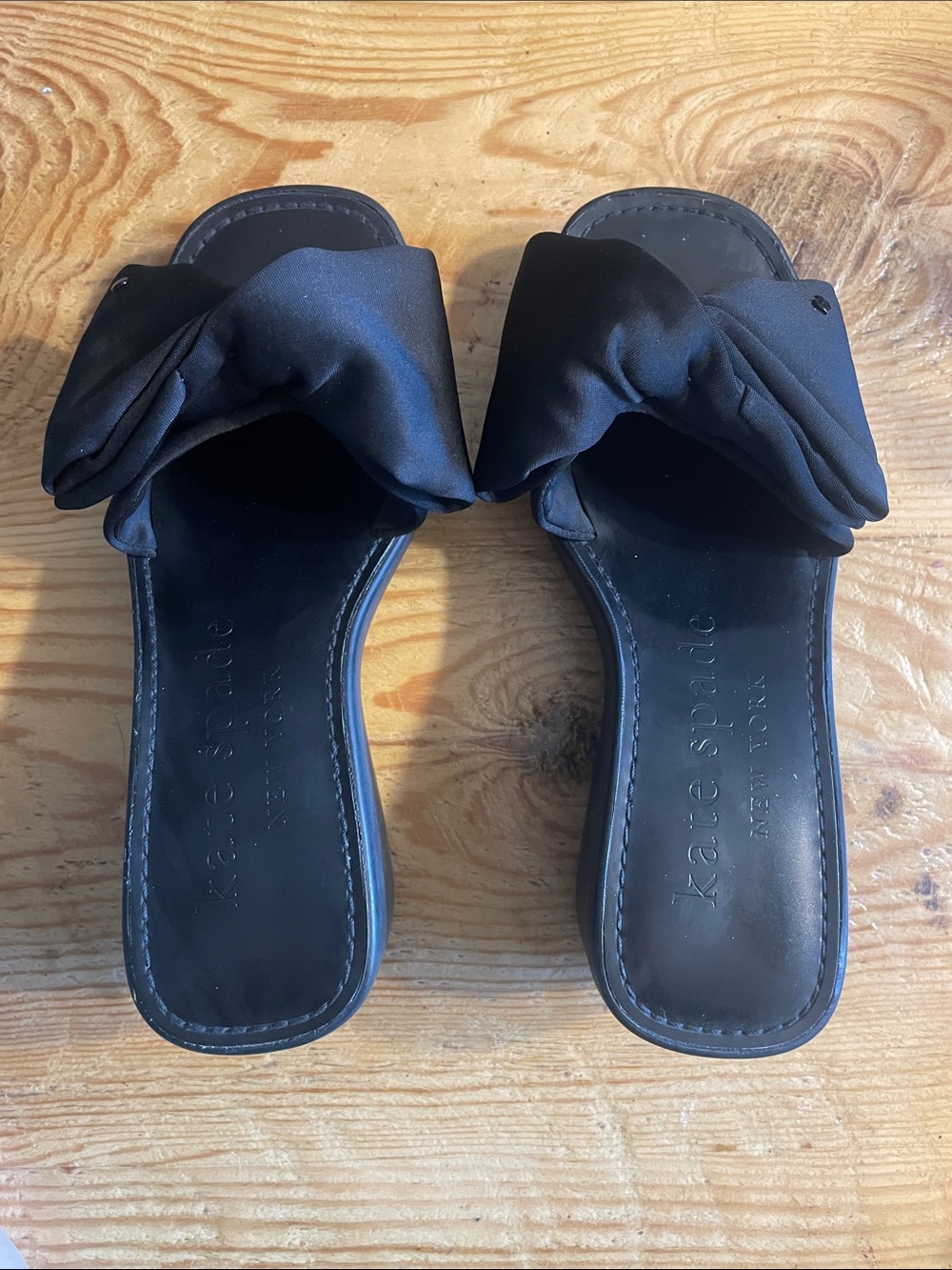 kate spade Black Knotted Slide Sandals
